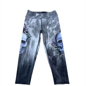 Evolution & Creation Activewear Skull Print Yoga Leggings  Size L‎